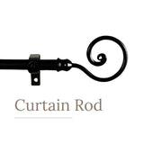 Spiral Metal Finial Extendable Curtain Rod Black 19MM