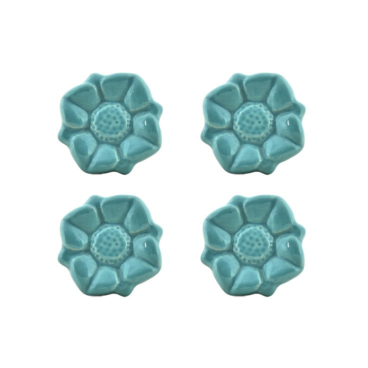 Blue Flora Drawer Knob- Set Of 4