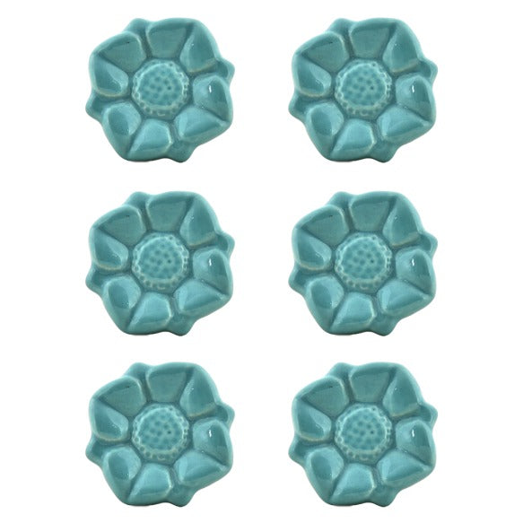 Blue Flora Drawer Knob- Set Of 4