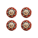 Orange Ceramic Decorative Knobs - Set Of 4