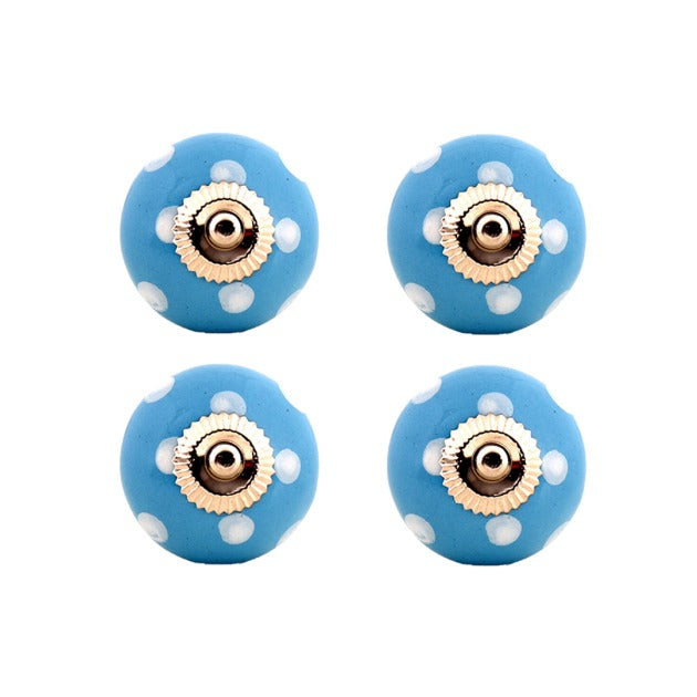 Blue Polka Drawer Knob- Set Of 4