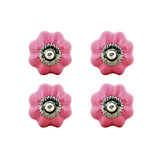 Pink Ceramic Decorative Knobs - Set Of 4