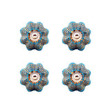 Blue Gold Ceramic Decorative Knobs - Set Of 4