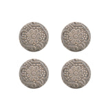 Grey Carved Floral Drawer Knob- Set Of 4