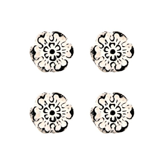 Flora Distressed White Drawer Knob- Set Of 4