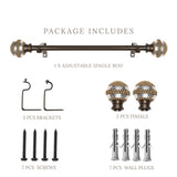 Spectra Metal Extendable Curtain Rod Black 19MM (Hardware Included)