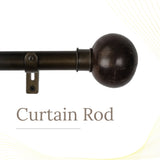 Ross Grey Metal Finial Extendable Curtain Rod Black 19MM (Hardware Included)