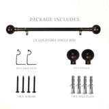 Ross Grey Metal Finial Extendable Curtain Rod Black 19MM (Hardware Included)