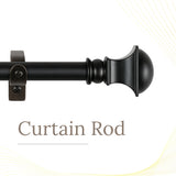 Metal Half Round Finial Extendable Curtain Rod Black 19MM (Hardware Included)