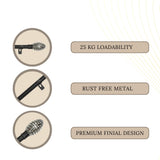 Metal Half Round Finial Extendable Curtain Rod Black 19MM (Hardware Included)