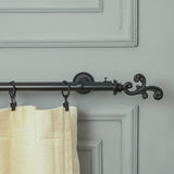 Regal Metal Finial Extendable Double Curtain Rod Black 19MM (Hardware Included)