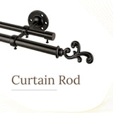 Regal Metal Finial Extendable Double Curtain Rod Black 19MM (Hardware Included)