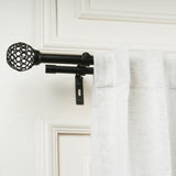 Ventilia Metal Finial Extendable Double Curtain Rod Black 19MM (Hardware Included)