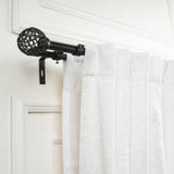 Ventilia Metal Finial Extendable Double Curtain Rod Black 19MM (Hardware Included)