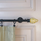 HoneyComb MOP Finial Extendable Double Curtain Rod Black 19MM (Hardware Included)