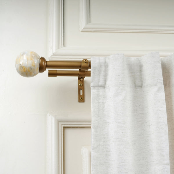 Tesla Mother Of Pearl Extendable Double Curtain Rod Golden 19MM (Hardware Included)