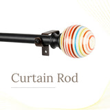 Colour Pop Finial Extendable Curtain Rod Black 19MM (Hardware Included)