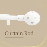 Grey Polka Ceramic Finial Extendable Curtain Rod White 19MM (Hardware Included)