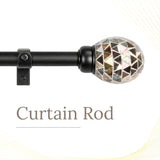 Antique Glass Finial Extendable Curtain Rod Black 19MM (Hardware Included)