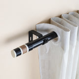 BW Wood Finial Extendable Curtain Rod Black 19MM (Hardware Included)