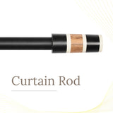 BW Wood Finial Extendable Curtain Rod Black 19MM (Hardware Included)
