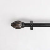 Rustic Metal Finial Extendable Curtain Rod Black 19MM (Hardware Included)