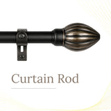 Rustic Metal Finial Extendable Curtain Rod Black 19MM (Hardware Included)