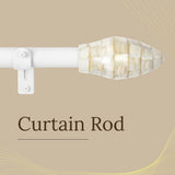Tusky MOP Finial Extendable Curtain Rod White 19MM (Hardware Included)