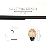 Wicker Weave Finial Extendable Curtain Rod Black 19MM (Hardware Included)