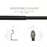 Metal Stud Finial Extendable Double Curtain Rod Black 19MM (Hardware Included)