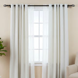 Metal Stud Finial Extendable Double Curtain Rod Black 19MM (Hardware Included)