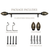Manifesto Wooden Finial Extendable Curtain Rod Black 19MM (Hardware Included)