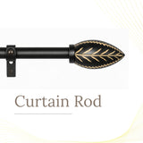 Manifesto Wooden Finial Extendable Curtain Rod Black 19MM (Hardware Included)