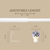 Handpainted Bloom Ceramic Finial Extendable Curtain Rod White 19MM (Hardware Included)