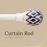 Handpainted Bloom Ceramic Finial Extendable Curtain Rod White 19MM (Hardware Included)