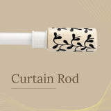 Handpainted Cylinder Ceramic Finial Extendable Curtain Rod White 19MM (Hardware Included)
