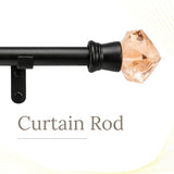 Coral Glass Bloom Finial Extendable Curtain Rod Black 19MM (Hardware Included)