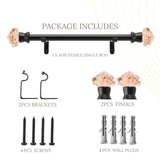 Coral Glass Bloom Finial Extendable Curtain Rod Black 19MM (Hardware Included)