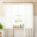 Distressed White Carved Wood Finial Extendable Curtain Rod Gold 19MM (Hardware Included)