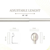 SS Ball Finial Extendable Curtain Rod SS 19MM (Hardware Included)