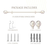 SS Ball Finial Extendable Curtain Rod SS 19MM (Hardware Included)