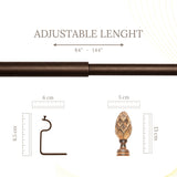 Carved Mughal Wood Finial Extendable Curtain Rod Black 25MM (Hardware Included)