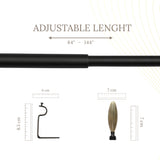 Wood Bud Finial Extendable Curtain Rod Black 19MM (Hardware Included)