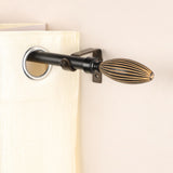 Wood Bud Finial Extendable Curtain Rod Black 19MM (Hardware Included)