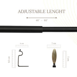 Wood Bud Finial Extendable Curtain Rod Black 19MM (Hardware Included)