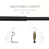 Wood Bud Finial Extendable Curtain Rod Black 19MM (Hardware Included)