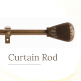 Tapered Natural Wooden Finial Extendable Single Curtain Rod Gold 19MM (Hardware Included)