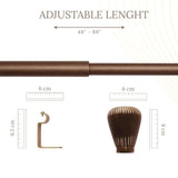 Tapered Natural Wooden Finial Extendable Single Curtain Rod Gold 19MM (Hardware Included)