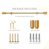 Golden Matte Finial Extendable Single Curtain Rod Gold 19MM (Hardware Included)