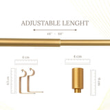 Golden Matte Finial Extendable Single Curtain Rod Gold 19MM (Hardware Included)